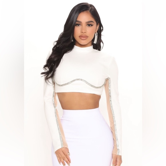 Fashion Nova Showstopper Rhinestone Top - Picture 1 of 8